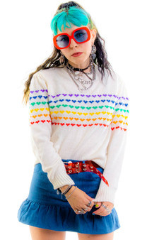 Vintage 80's Rainbow Hearts Sweater