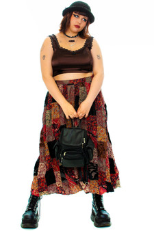 Vintage Y2K Velvet Patch Maxi Skirt
