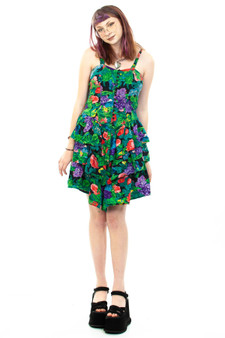 Vintage 80's Floral Ruffle Dress