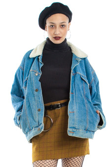 Vintage 90's Denim Shearling Jacket
