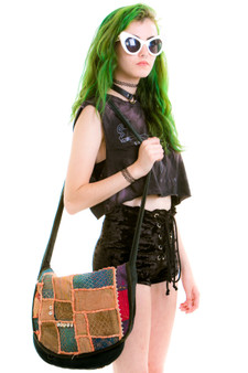 Vintage 90's Patchwork Shell Hippie Bag