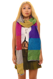 Vintage Rainbow Stripe Knit Scarf