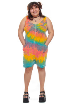 Vintage 90's Cotton Rainbow Tie Dye Romper