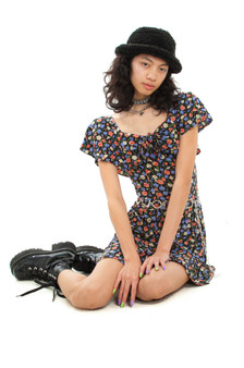 Vintage 90's Coral Rose Mini Dress 1