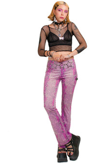 Vintage 90's Pink Snake Print Flares
