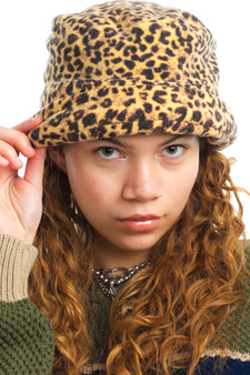Vintage 90's Fleece Leopard Roll-Up Cap