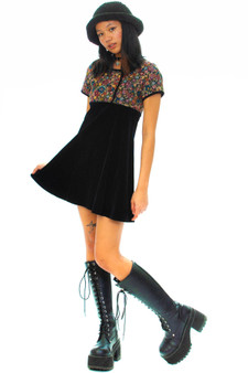 Vintage 90's Velvet Floral Dress 1