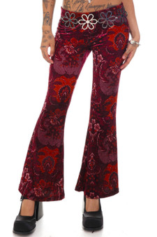 Not-Quite-Vintage Velvet Burnt Floral Flare Pants