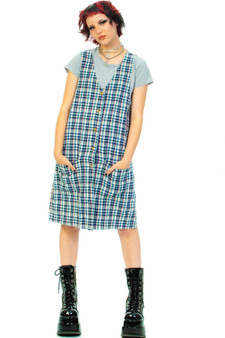 Vintage 90's Plaid Button Up Dress 1
