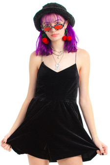 Vintage Y2K Black Velvet Romper