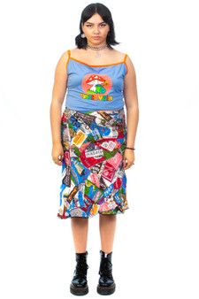 Vintage 90's Silk Postcard Skirt