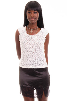 Vintage 90's Delicate Rose White Lace Top