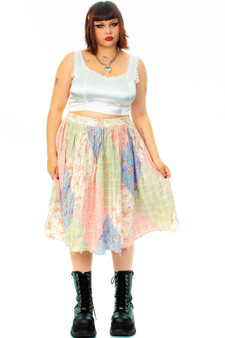Vintage 80's Floral Patch Midi Skirt