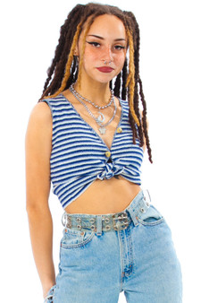 Vintage 90's Button-Front Stripe Top