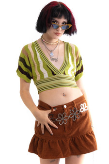 Vintage Y2K Green Striped Knit Top