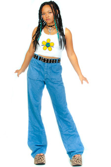 Vintage 70's Blue Denim Flares Pants