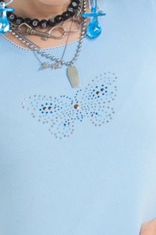 Vintage Y2K Baby Blue Butterfly Top