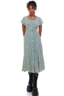 Vintage 90's Sage Floral Maxi Dress