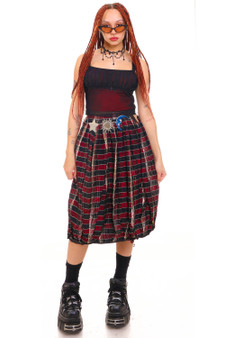 Vintage 80's Metallic Plaid Midi Skirt