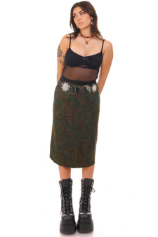 Vintage 90's Paisley Forest Midi Skirt