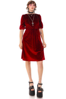 Vintage 80's Burgundy Velvet Midi Dress