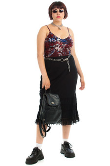 Vintage 90's Lace Ruffle Midi Skirt