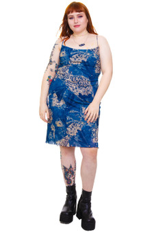 Vintage 90's Denim Lace Stretchy Dress