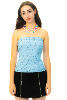 Vintage 90's Baby Blue Floral Tube Top