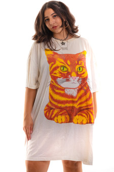 Vintage 90's Calico Cat T-shirt Dress