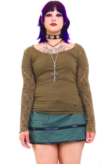 Vintage Y2K Olive Long-Sleeve Layer Top