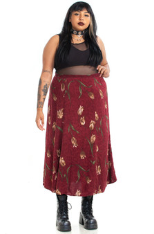 Vintage 90's Wine & Roses Maxi Skirt