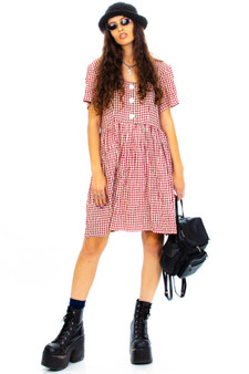 Vintage 90's Burgundy Plaid Dress