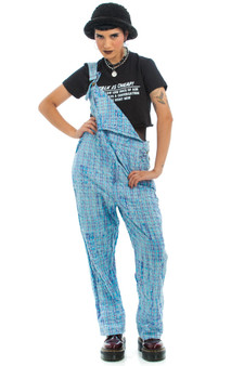 Vintage 90's Plaid Turquoise Overalls