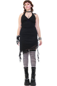 Vintage Y2K Asymmetric Sparkle Halter Dress