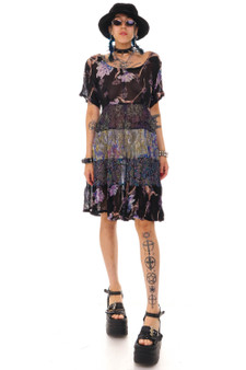 Vintage Y2K Floral Tiered Tie Back Dress