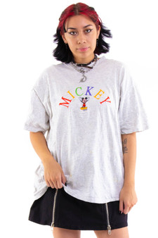 Vintage 90's Embroidered Rainbow Mickey T-Shirt