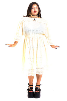 Vintage 70's Cream Eyelet Lace Dress