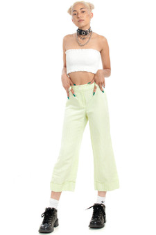 Vintage Y2K Key Lime Pinstripe Trousers