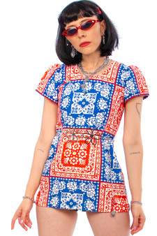 Vintage 70's Handkerchief Print Tunic