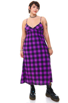 Vintage Y2K Purple Punk Plaid Dress