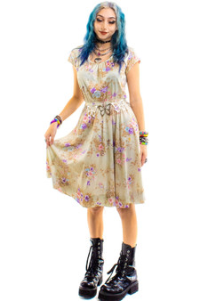 Vintage 70's Cap Sleeved Floral Dress