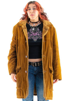 Vintage 70's Long Cozy Corduroy Fur Coat