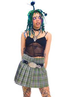 Vintage Y2K Pleated Sage NoBo Mini Skirt