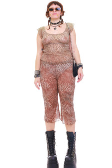 Vintage Y2K Leopard Print Mesh Set