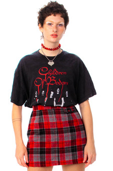Vintage 90's Red & Grey Plaid Mini Skirt