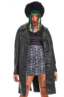 Vintage 70's Matrix Black Alpaca Fur Lined Long Button Coat