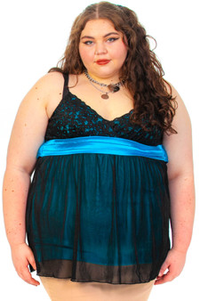 Vintage 90's Black & Blue Babydoll Top