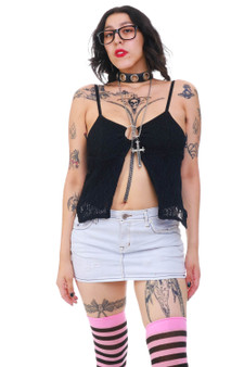 Vintage Y2K Gaudi White Denim Contrast Mini Skirt