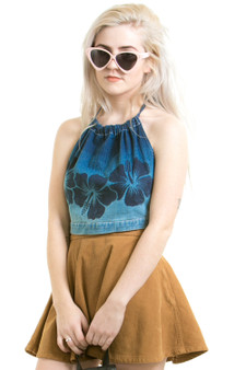 Vintage 90's Denim Hibiscus Halter