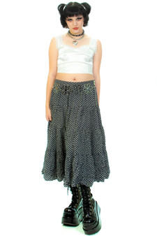 Vintage 90's Mondi Black Floral Midi Skirt